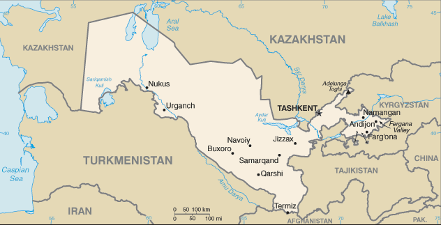 Map of Uzbekistan