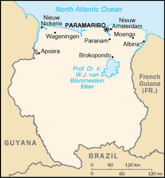 Map of Suriname